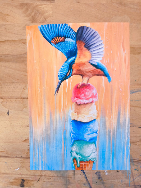 Kunstdruck "Eisvogel, ein kurzer Augenblick"