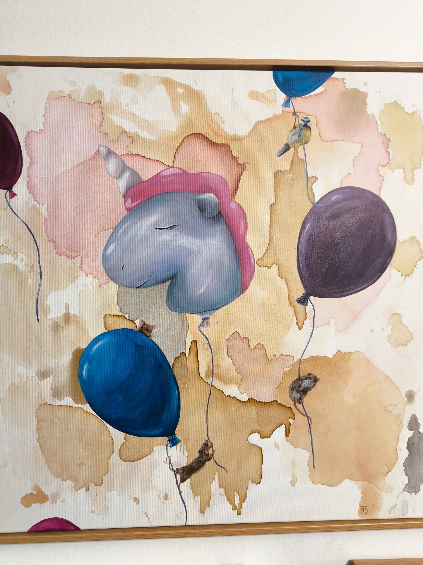 Drei Mäuse und eine Blaumeise